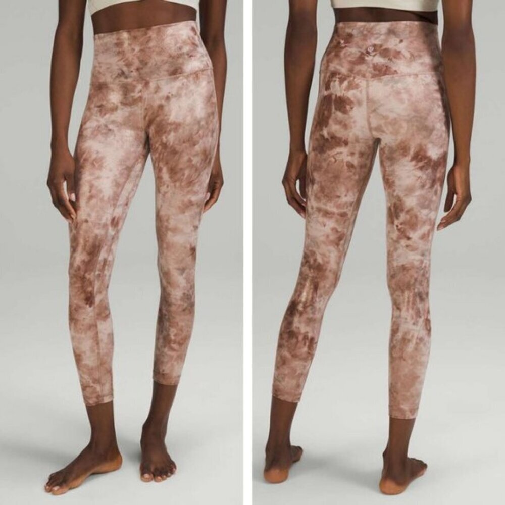 Lululemon Align High-Rise Pant 25" Shine In Diamond Dye Misty Shell Cacao Size 4